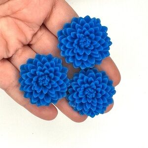 LOT OF 3 Cobalt Blue Flower Rings Bundle - Adjustable - SOLD AS IS